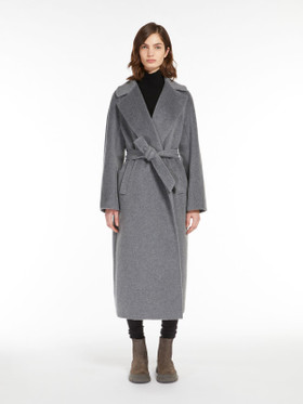 Weekend Max Mara, Tempera Wool & Alpaca Robe Coat Medium Grey 