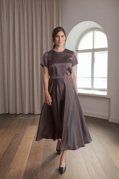 Original Story, Tessa Satin Shirt Dark Chocolate
