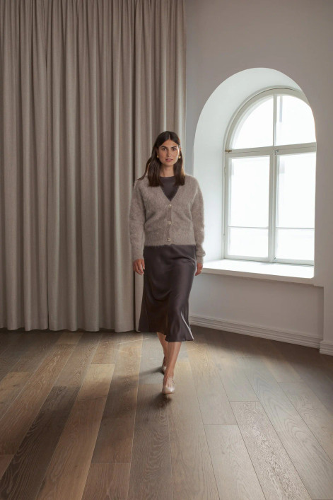 Original Story, Tianna Midi Satin Skirt Dark Chocolate