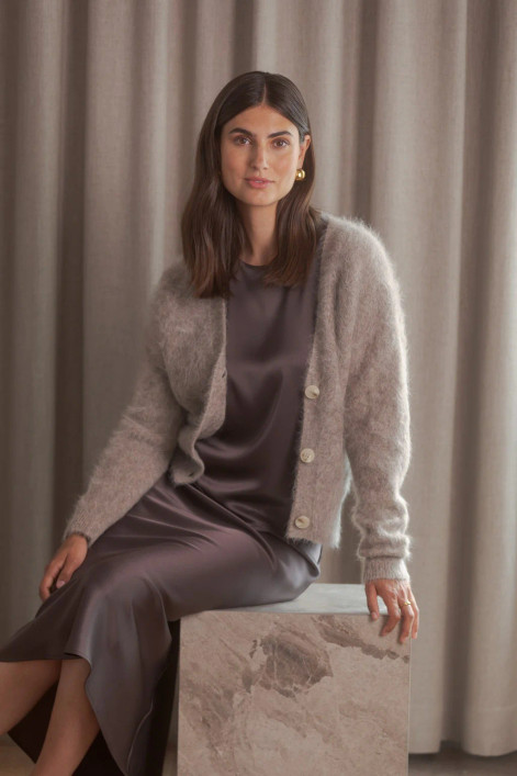 Original Story, Tianna Midi Satin Skirt Dark Chocolate