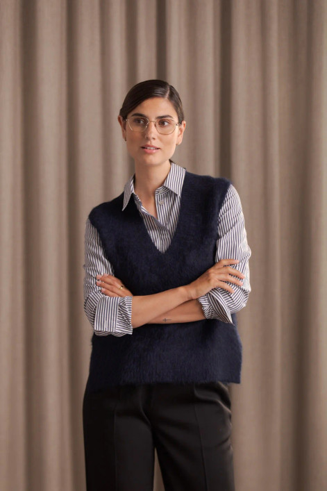 Original Story, Ali Alpaca Blend Knit Vest Dark Navy