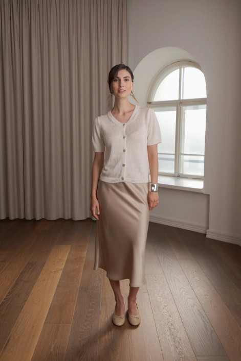 Original Story, Tianna Midi Satin Skirt Latte