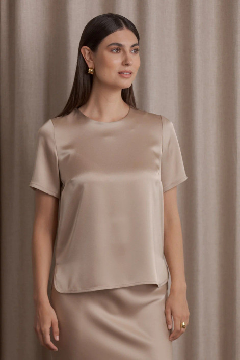 Original Story, Tessa Satin Shirt Latte