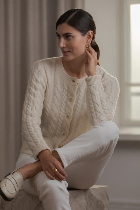 Original Story, Vivianna Palmikkoneuletakki Cream