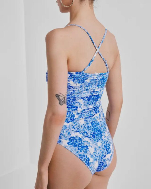 by TiMo, Bandeau Swimsuit Azure Meadow