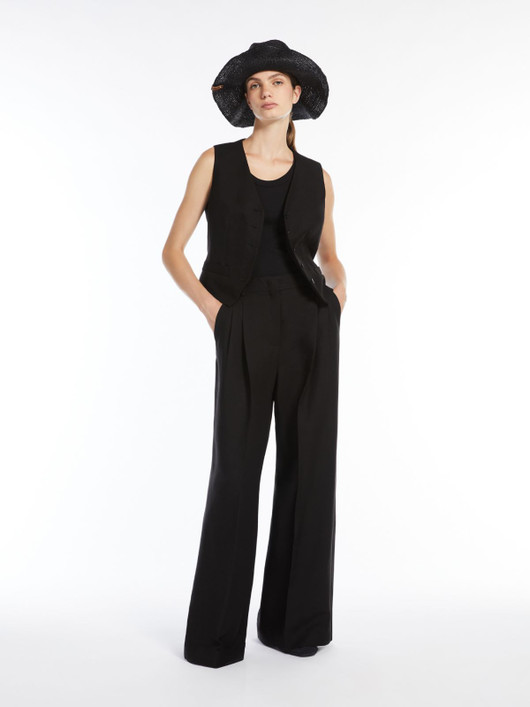 Weekend Max Mara, Valiero Viscose and Linen Trousers Black