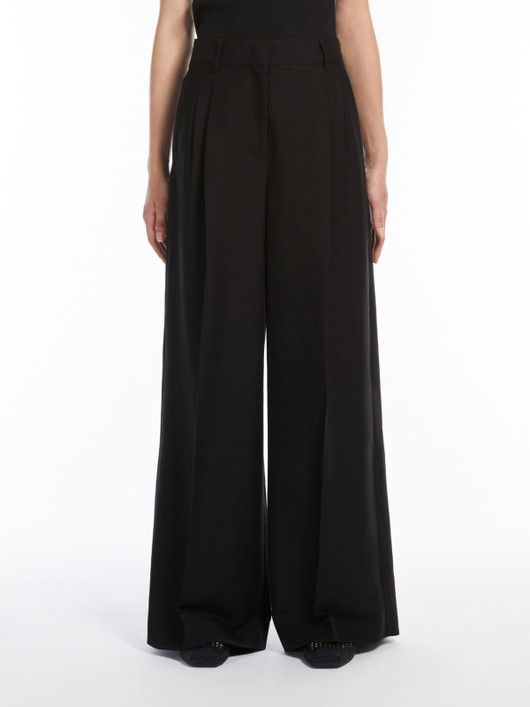 Weekend Max Mara, Valiero Viscose and Linen Trousers Black