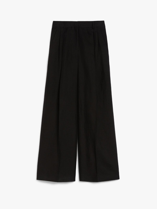 Weekend Max Mara, Valiero Viscose and Linen Trousers Black