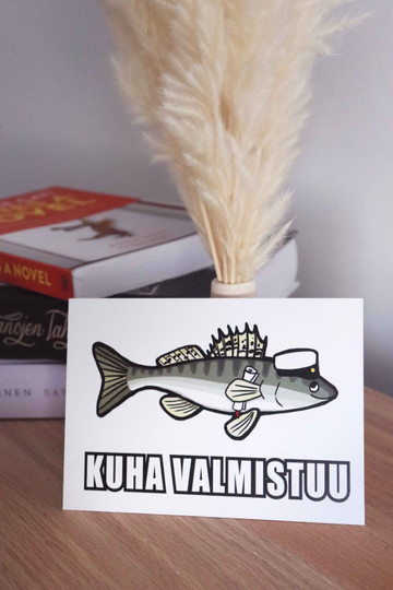 Kuha valmistuu -postikortti