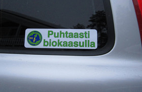 Biokaasu -tarra valkoisella pohjalla