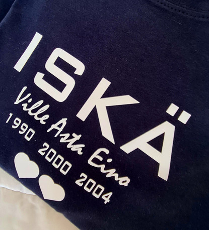 ISÄLLE Lasten nimet ja syntymävuodet paitaan.