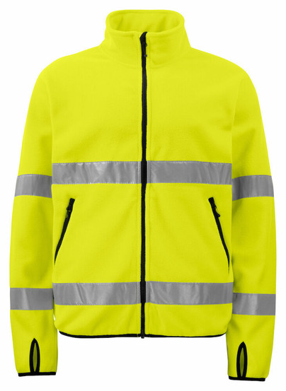 Fleece huomiotakki, jossa tilavat vetoketjulliset etutaskut.