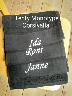 Froteiset (50x70)käsipyyhkeet nimikoituna