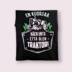 EN  KUORSAA paita valkoisella tekstillä ja kuvalla