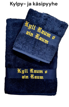 Raumalaisittain käsi- ja kylpypyyhe yhdessä.