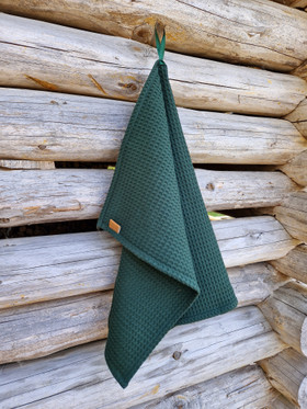 Vohvelikangas käsipyyhe metsänvihreä 