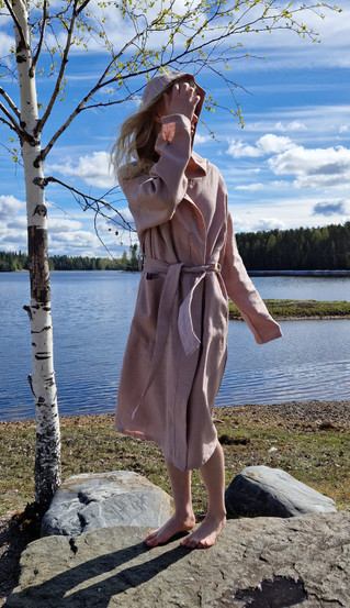Ramikylpytakki – hengittävä luonnonkuitu – Petrooli, Musta, Hiekka, Roosa