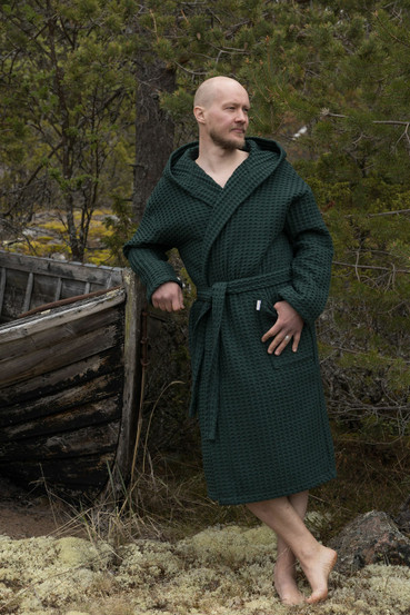 Lahjasetti Kylpytakki+iso kylpypyyhe Metsänvihreä