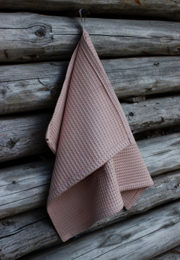 Vohvelikangas käsipyyhe roosa