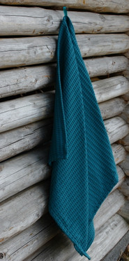 Waffle fabric Bath towel Petrol Blue