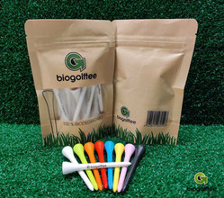 Biogolftee omalla tekstillä ja kupin logopainatuksella