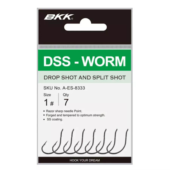 BKK DSS-Worm Dropshot/Rig Koukku #1 7kpl/pss