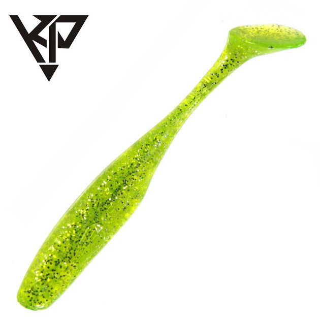 K.P Baits Lazy Shad 3" (7,5 Cm) - 5 Pezzi Esca In Gomma Per Pesce Persico E Luccioperca, Colore 061 Verde Glitter - 3