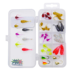 Patriot Ice Micro Pilkkijigilajitelma KIT-3 (40 jigiä, 4 morria ja vieherasia)