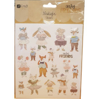  A5-kokoinen Crafty Friends tarra-arkki  17 tarraa arkilla.