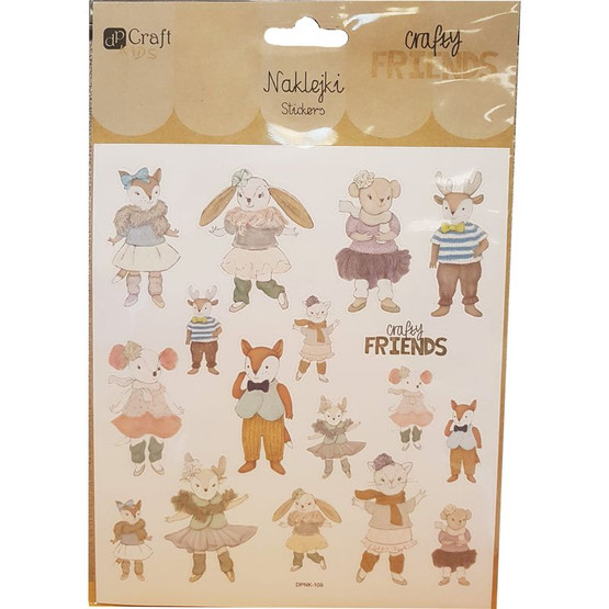  A5-kokoinen Crafty Friends tarra-arkki  17 tarraa arkilla.