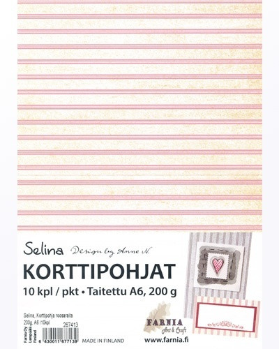 Selina 2-osainen korttipohja, roosaraita