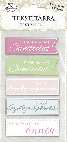 Tekstitarra Onnittelut pastelli 2ark