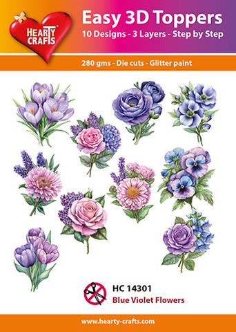 3D-paketti -Siniset ja violetit kukat