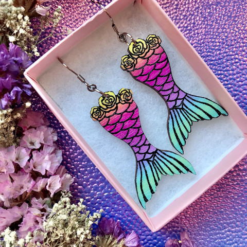 Rainbow Mermaid -korvakorut pieni koko