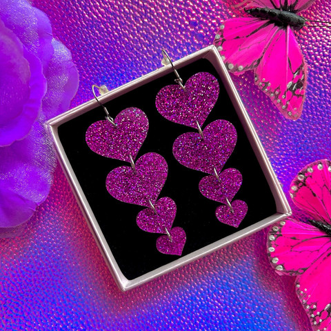 Fuksiat TWINKLE TWINKLE BIG HEART -glitterkorvakorut