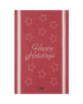 Happy holidays -jakardikeittiöpyyhe punainen