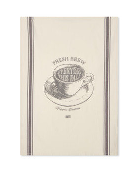 Fresh brew -painettu keittiöpyyhe valkoinen/tummanharmaa Lexington