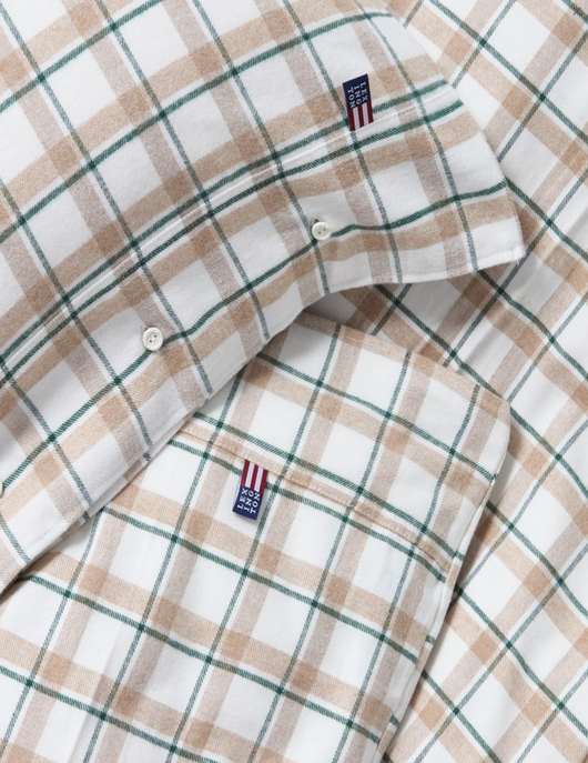 Vuodevaatesetti ruudullista puuvillaflanellia beige/valkoinen/vihreä