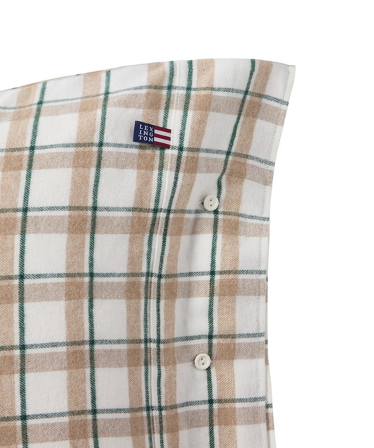 Vuodevaatesetti ruudullista puuvillaflanellia beige/valkoinen/vihreä