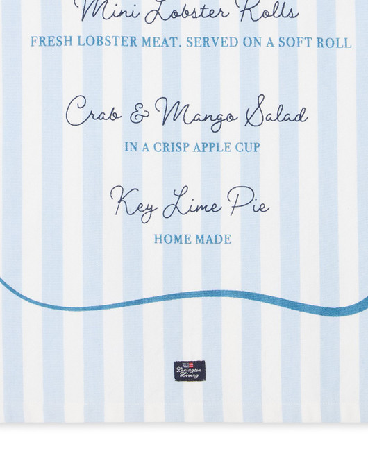 Party menu luomupuuvilla keittiöpyyhe, sininen