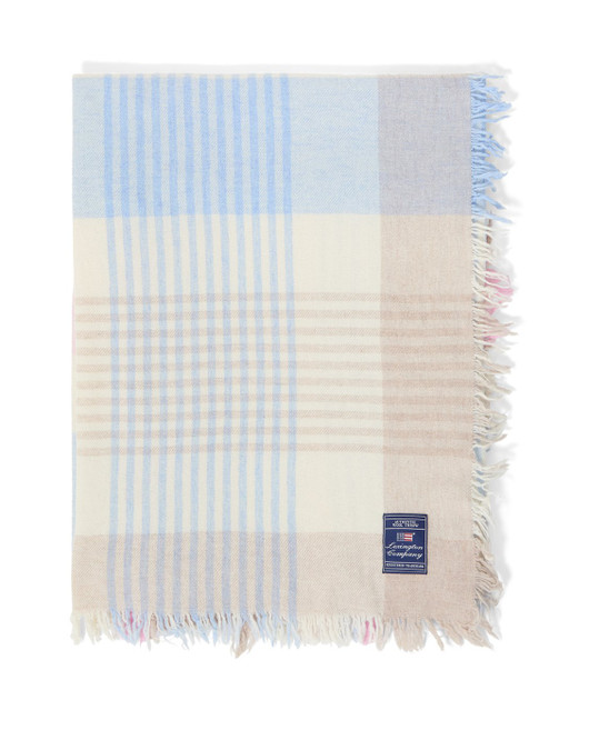 Moniruutuinen kierrätetystä villasta valmistettu villasekoitehuopa