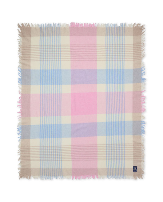 Moniruutuinen kierrätetystä villasta valmistettu villasekoitehuopa