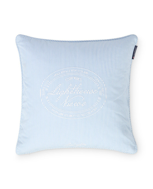 Raidallinen luomupuuvillainen tyynynpäällinen, sinivalkoinen