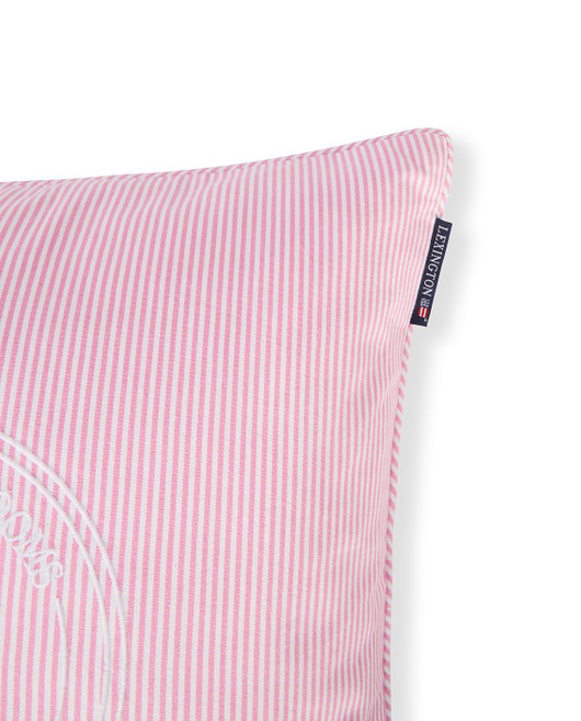 Raidallinen luomupuuvillainen tyynynpäällinen, vaaleanpunainen