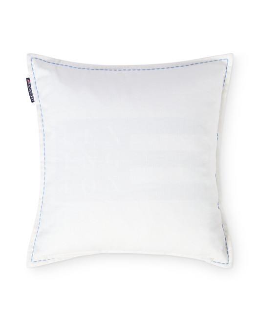 Kukkakirjailtu pellavasekoite tyynynpäällinen, valkoinen/sininen