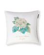 Kukkakirjailtu pellavasekoite tyynynpäällinen, valkoinen/vihreä