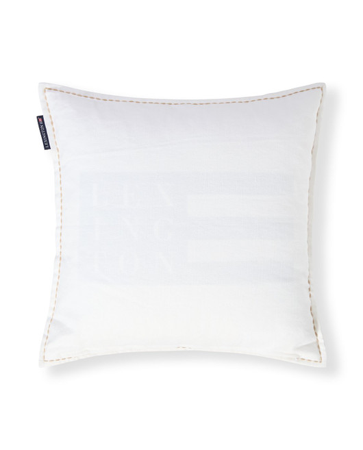 Kukkakirjailtu pellavasekoite tyynynpäällinen, valkoinen/vihreä