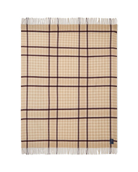Ruudullinen kierrätysvillainen torkkupeitto beige/viikuna Lexington