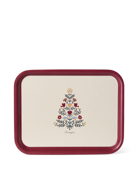Laminoitu suorakulmainen tarjotin, punainen/vaalea beige