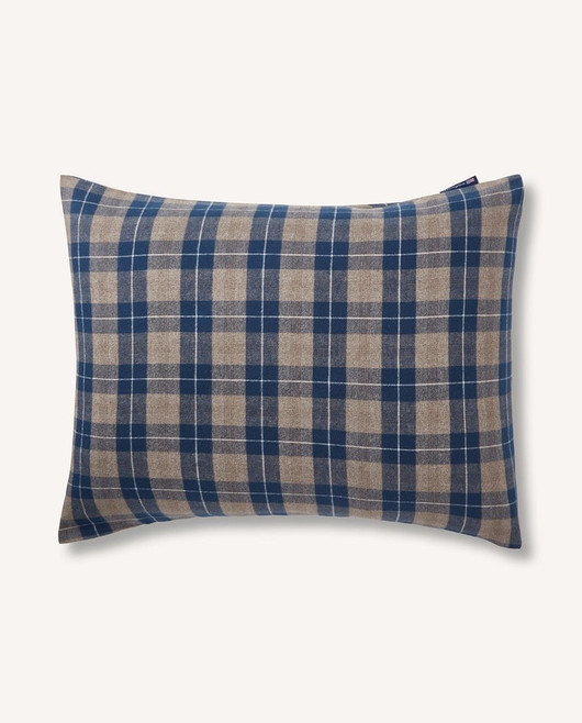 Vuodevaatesetti ruudullista puuvillaflanellia, denim-sininen/beige